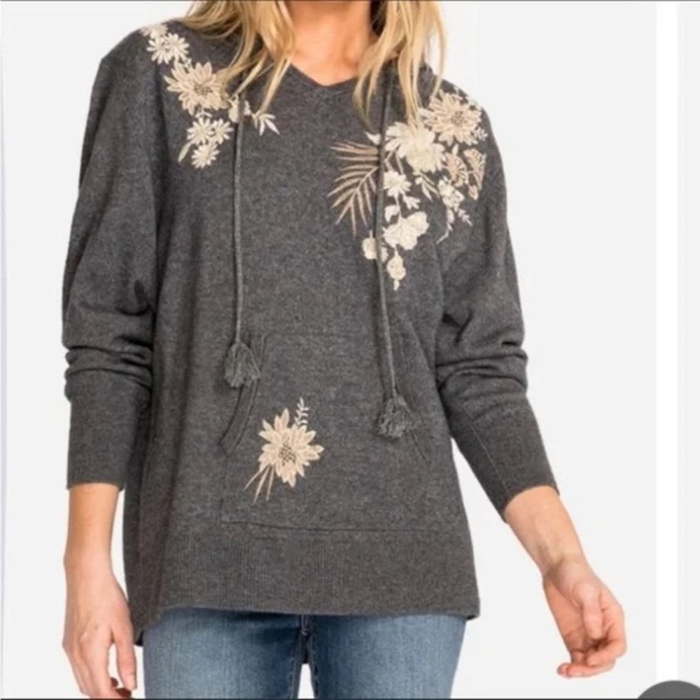Johnny Was Miriam Cashmere Hoodie Hooded Sweater Size Large